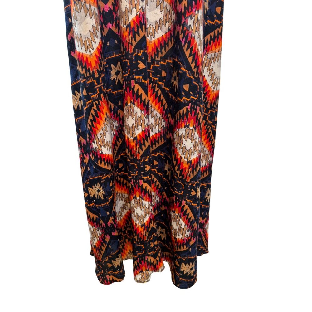 Zara Large Bohemian Beach Maxi Dress Deep V-Neck Aztec Print Tie-Back Sleeveless - Picture 11 of 12
